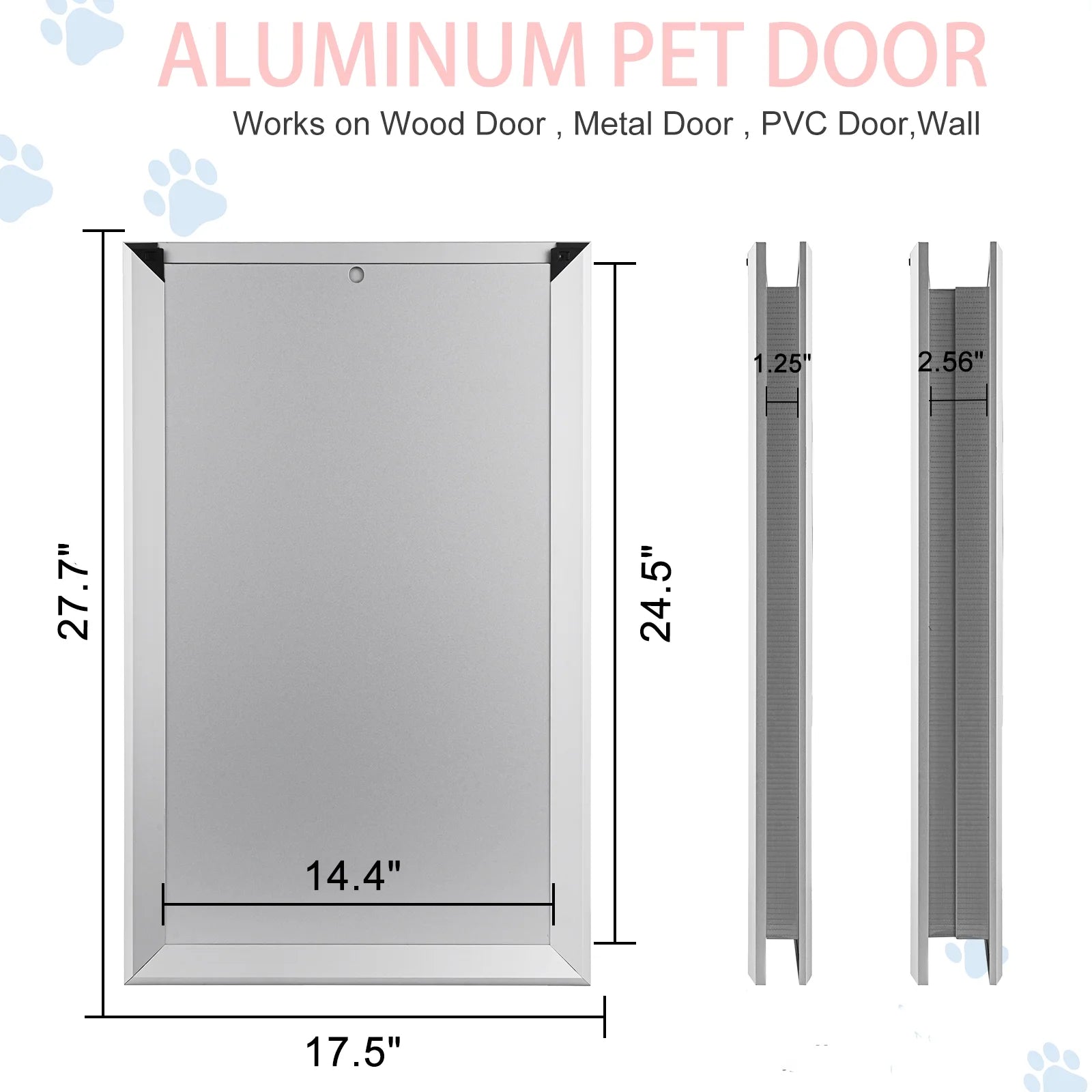 SHZOND Large Dog Door Aluminum Dog Doors W/Extra-Large Flap 17.5" W x 27.7" H Doggie Doors for Large Dog Up to 220lbs