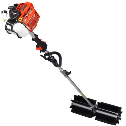 52CC 2-Stroke Broom Sweeper, Walk Behind Handheld Gas Powered Snow Sweeper, Brush Broom Sweeping Machine for Garden Lawn Yard Sidewalk Driveway Snow Cleaning, Broom Brush 24x9" EPA, D9025