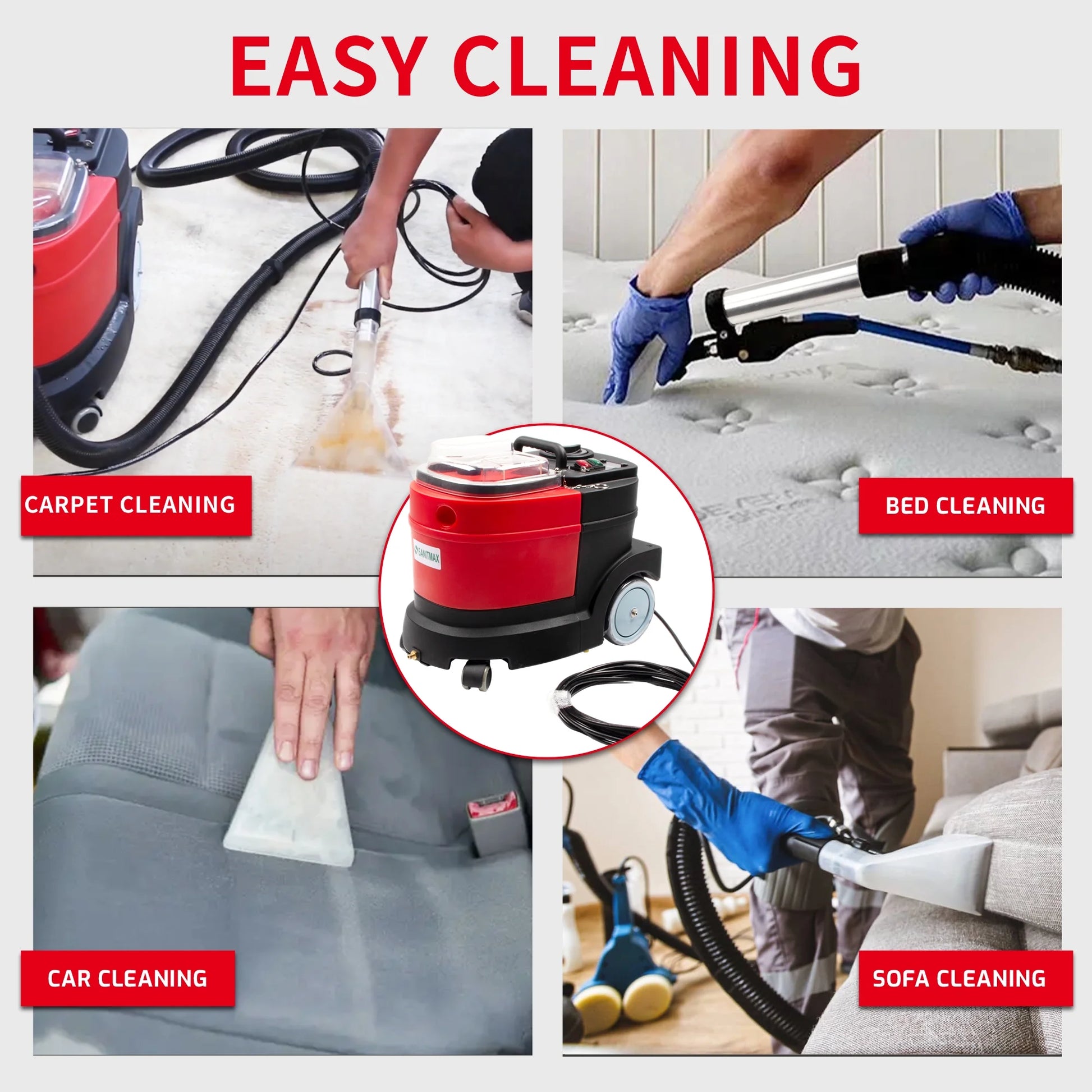 Carpet and Upholstery Extractor Cleaning Machine, Powerful 1.07 HP Motor, 3.7-gal Tank