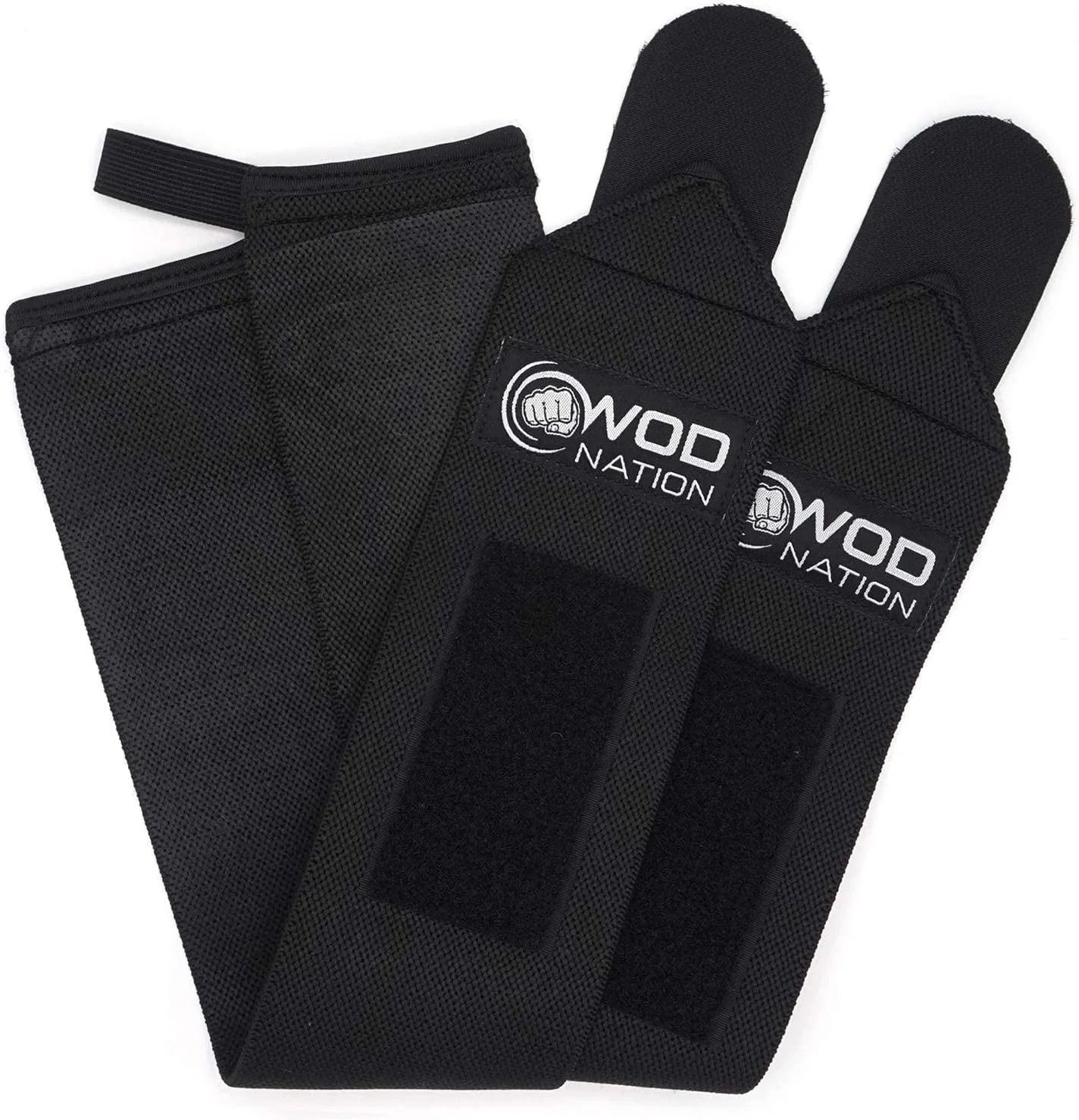 WOD Nation 12" Weightlifting Wrist Wraps for Men & Women, Set of 2, Black, Wrist Strap Support for Strength Training, Bodybuilding, Endurance
