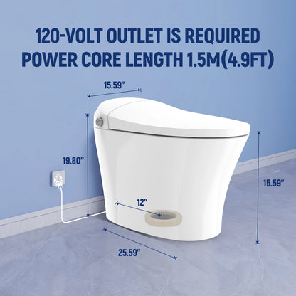 HOROW Tankless Toilet, Modern Smart Toilet without bidet, Self Cleaning One Piece Toilet with Warm Elongated Seat,Heated Toilet HR-T10SD