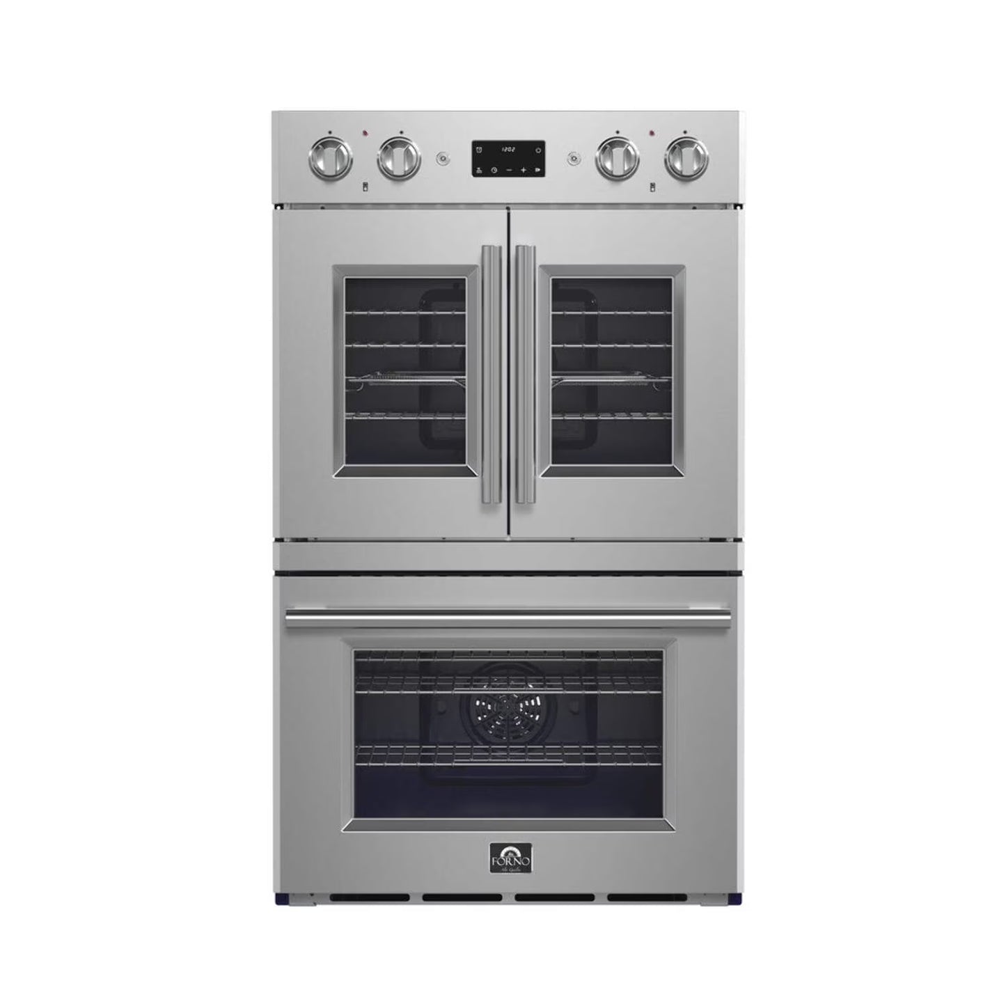 Forno Gallico 30-Inch Electric French Door Double Oven, Stainless Steel, Convection Cooking, Touch Control Panel, Self-Cleaning Function