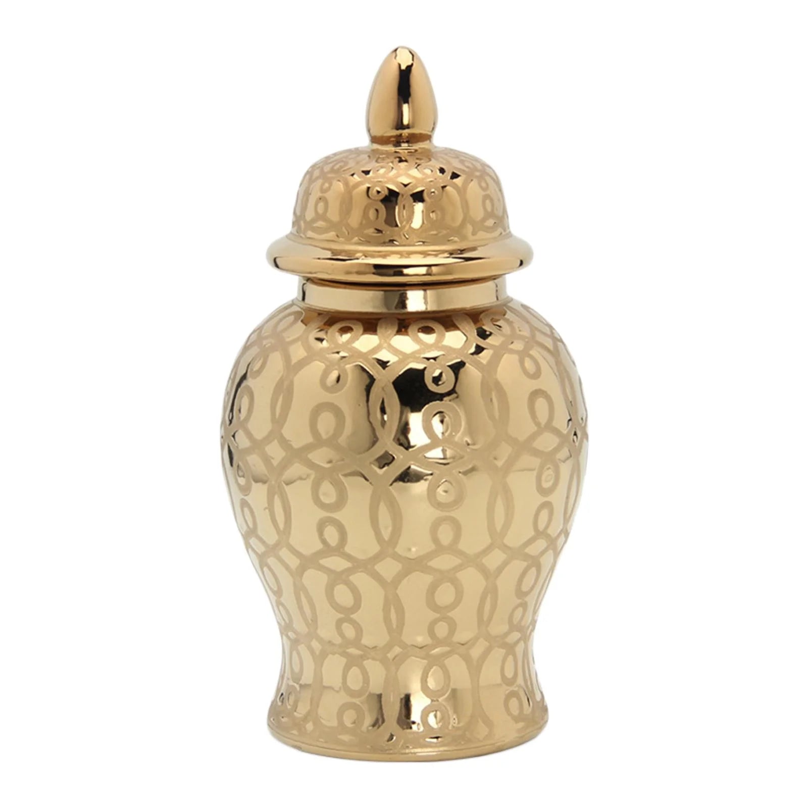 Light Ginger Jar With Lid Storage Jar Centerpiece Home Decor Floral Arrangement Vase Containers Handicraft 31x15CM