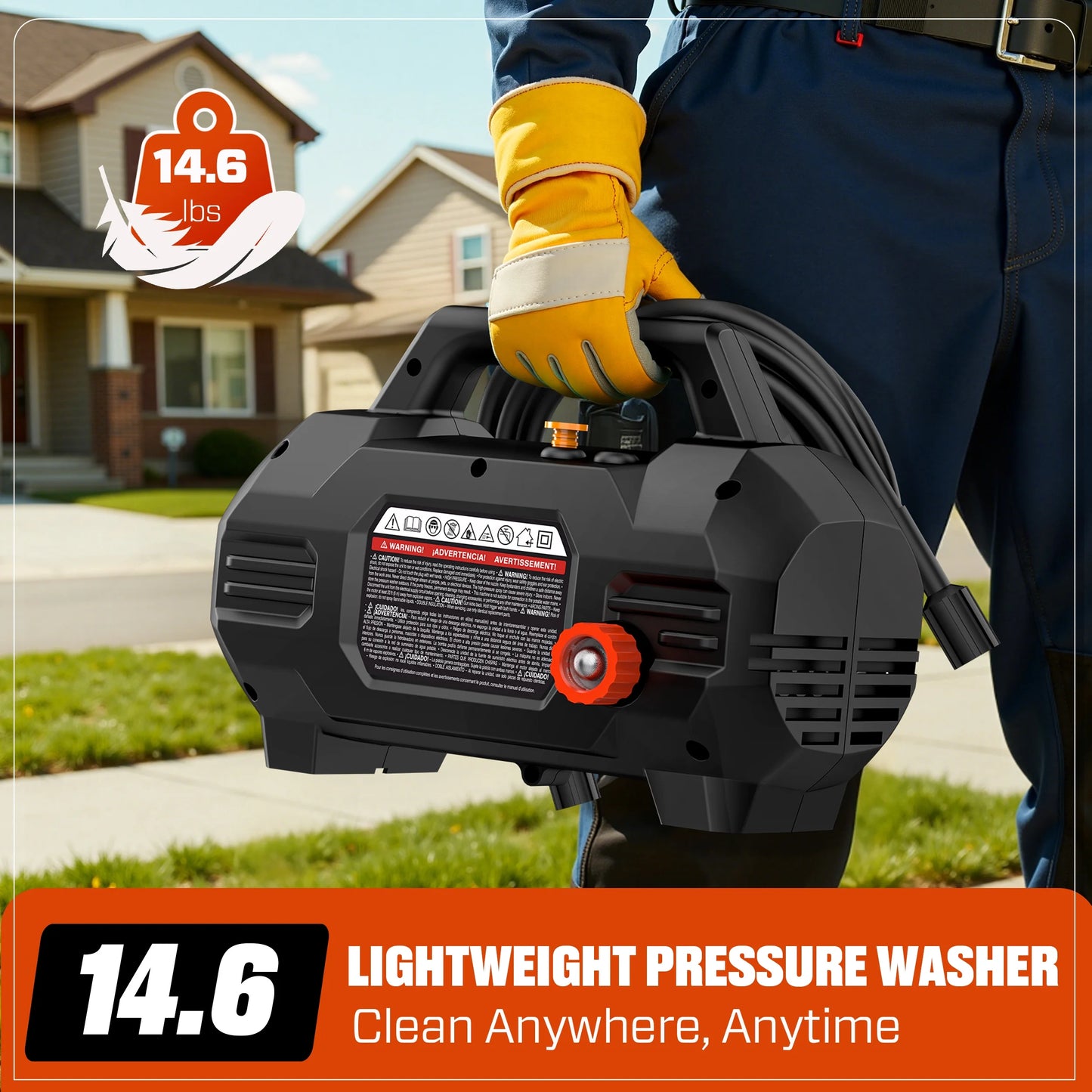 SENIX 2100 PSI Electric Pressure Washer with Foam Cannon, Brushless Motor,Lightweight & Portable, for Car House Patio Driveway Deck Fence, Outdoor Cleaning Power Washer