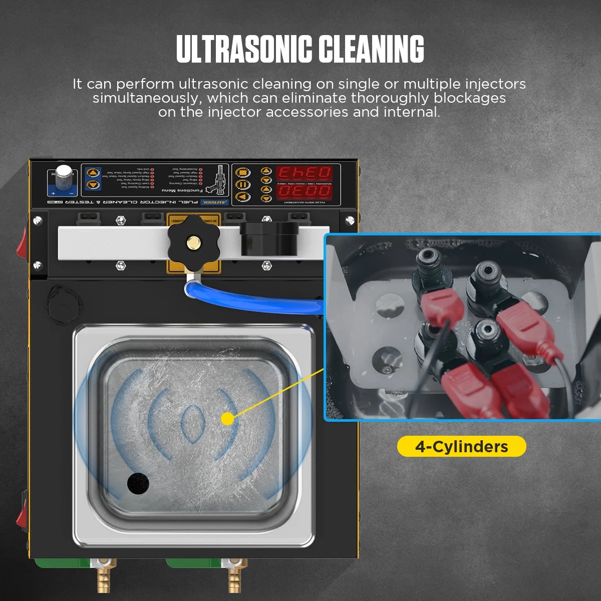AUTOOL CT160 Fuel Injector Tester Cleaning Machine, 2000ml 4 Cylinder Injector Ultrasonic Heating Cleaner, 110V Petrol Injection Tester for Cars Motorcycles