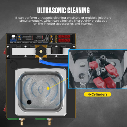 AUTOOL CT160 Fuel Injector Tester Cleaning Machine, 2000ml 4 Cylinder Injector Ultrasonic Heating Cleaner, 110V Petrol Injection Tester for Cars Motorcycles