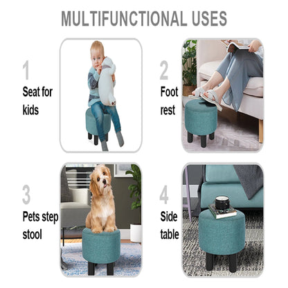 Homebeez Round Footstool Small Upholstered Ottoman Sofa Footrest Stool Padded Seat for Living Room Bedroom Entrance Home Decor