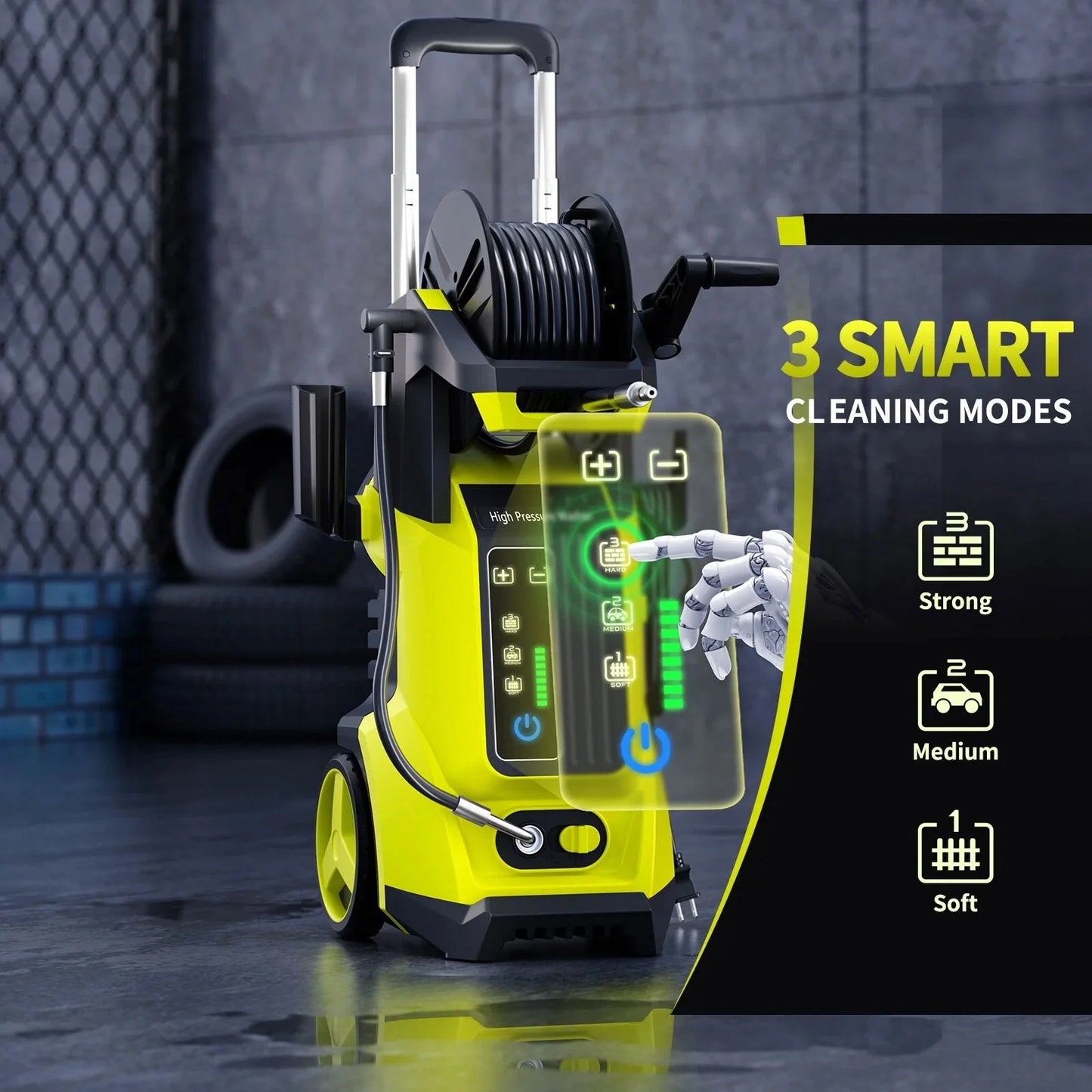 SUGIFT Electric Pressure Washer 4500PSI-Max 3.2GPM with Touch Screen Adjustable Pressure and 5 Nozzles Power Washer Cleaning for Patio,Blue