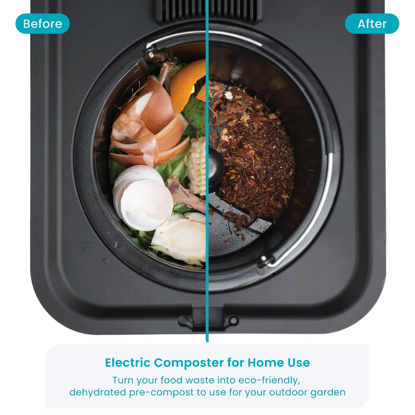 Home Zone Living 3 Liter White Kitchen Electric Composter Bin, with Auto- Cleaning Cycle