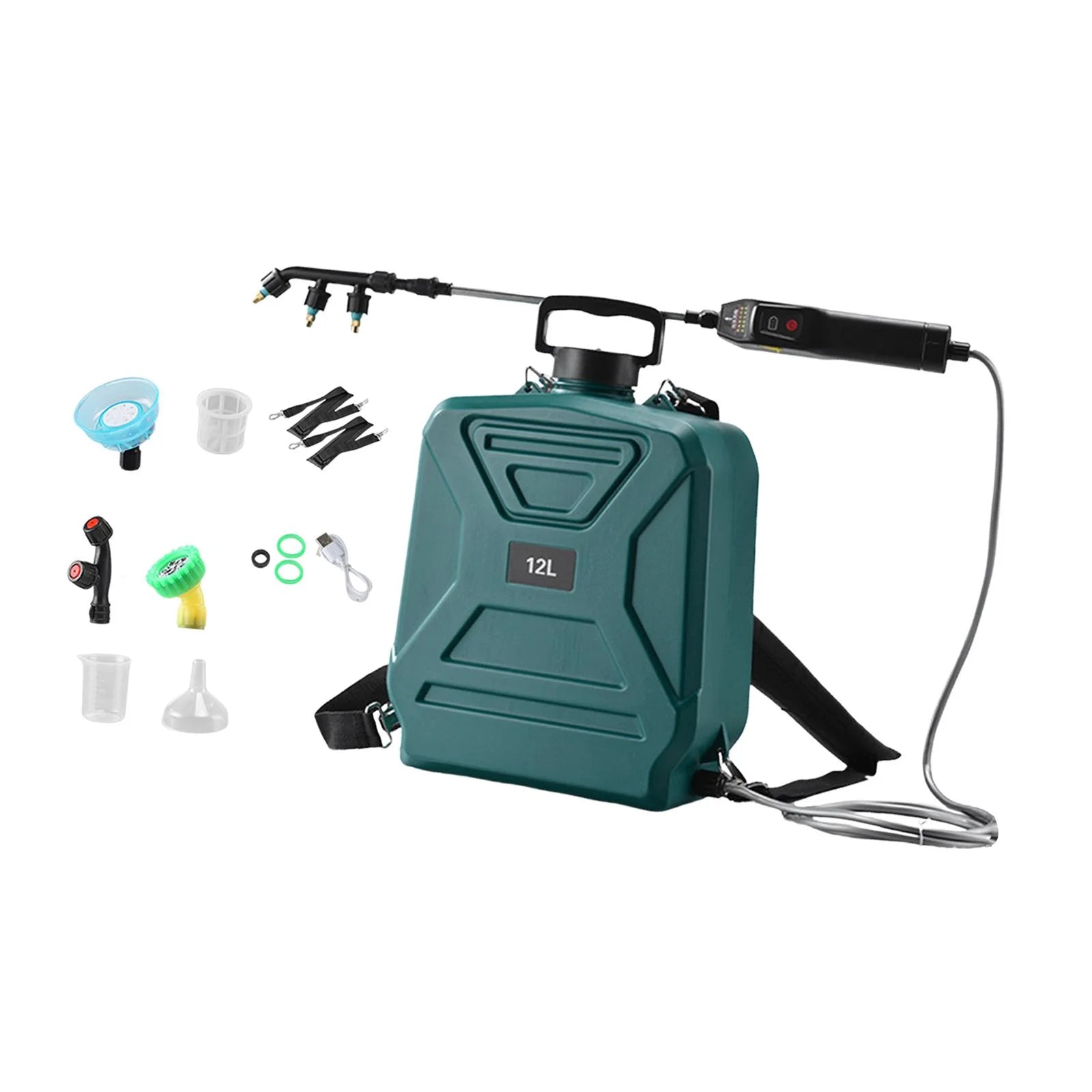 simhoa Garden Electric Sprayer 2 Spray Speed 12L Practical Comfortable Handle, Retractable Water Sprayer for Gardening Cleaning Green