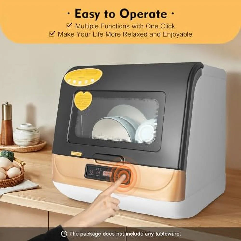 1200W 110V Portable Countertop Dishwasher, 5-Liter Compact Dishwasher, Automatic Dishwasher with 4 Washing Programs+360�� Streak-Free Deep Cleaning, Dishwasher for Apartment/Office/