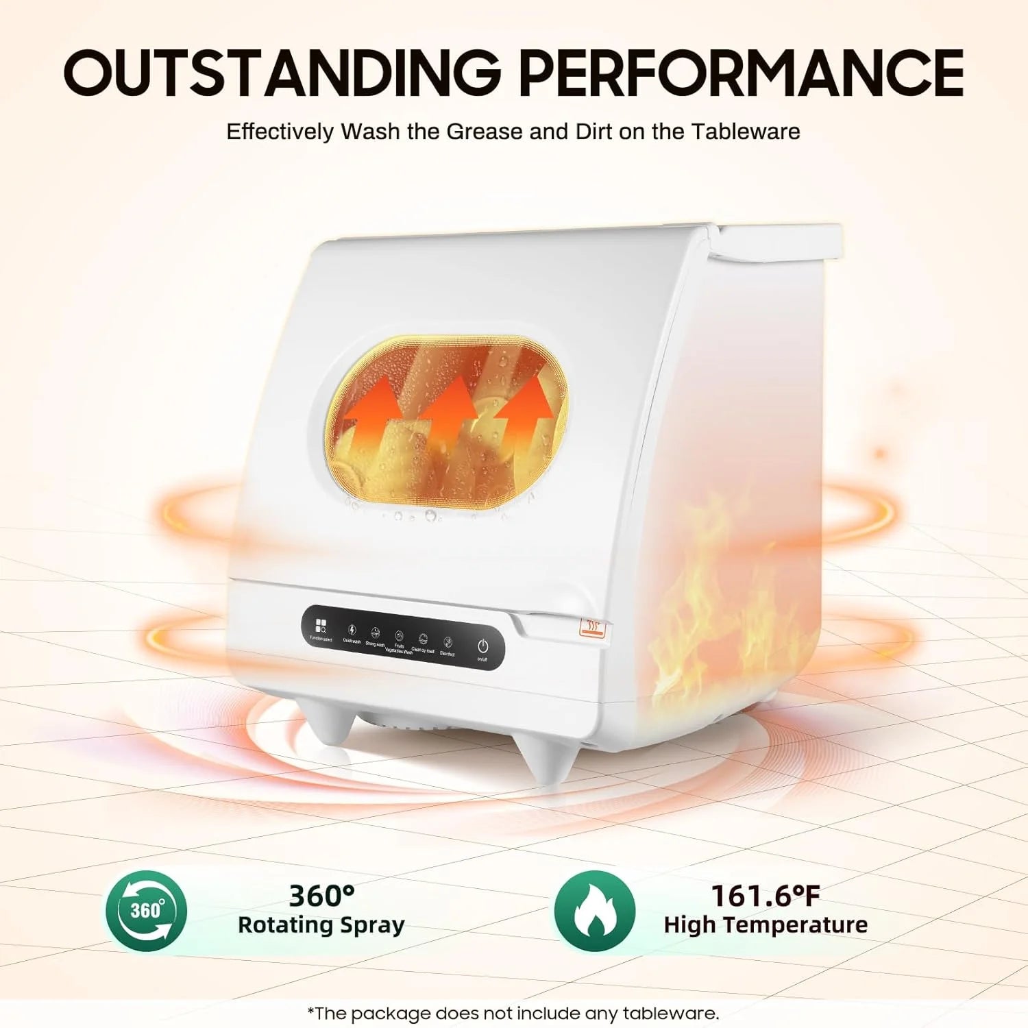 110v Portable Countertop Dishwasher,Home Apartment Tabletop Compact Dishwasher With Inlet & Drainage Pipe,Mini Countertop Dishwasher,Clear Window,For Cleaning Utensils At Home After Dining.