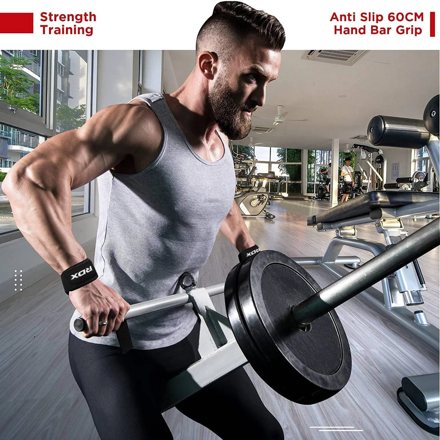 RDX Weight Lifting Straps, Deadlifting Powerlifting, 60CM Anti Slip Hand Bar Grip, 5MM Neoprene Wrist Support, Bodybuilding Workout Heavy Duty Weightlifting, Soft Cotton, Strength Training Gym Fitness