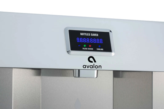 Avalon Wall Mounted Water Fountain with Bottle Filling Station, High Capacity Cooling, Sensor Dispensing, Self Cleaning, Digital Bottle Counter Display, Dual Filtration, ADA Compliant
