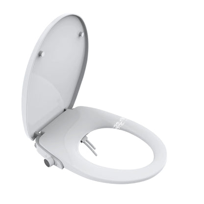 Mainstays Elongated Non-Electric Bidet Toilet Seat with Dual Self-Cleaning Nozzles, Daisy White