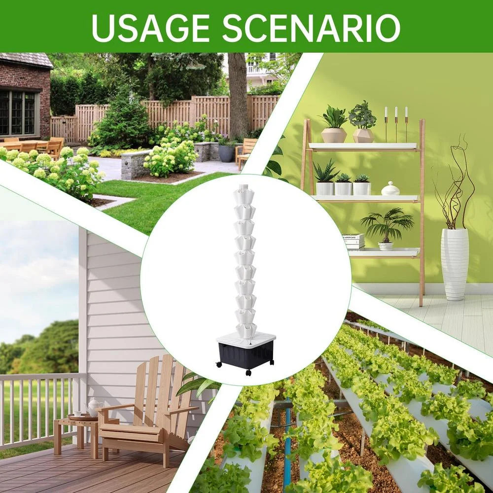 ZHON Vertical Hydroponic Garden Tower 10-layer Hydroponic Vegetable Planting Towers 50 Slots High-Rise Building Gardening Towers Standard Specifications respectable