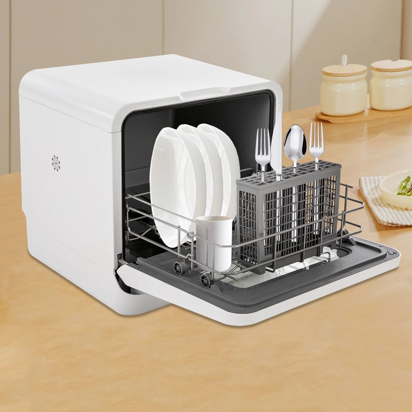 785W 3-in-1 Function Portable Compact Countertop Mini Dishwasher with Water Tank Leak-Proof Air Dry for Cleaning Saucers, Cups, Serving Platters, Glasses