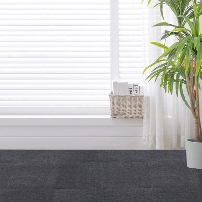 Dark Grey Carpet Tiles 24x24in, Low-Maintenance Polyester Fiber, Self-Adhesive 15-Pcs Set with Effortless Cleaning, Suitable for Hotels & Warehouses