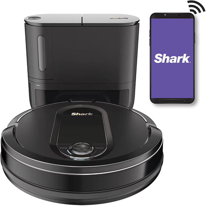 Restored Shark IQ QR1000 WiFi Robot Vacuum w/ SelfEmpty Base & SelfCleaning Brushroll (Black) (Refurbished)
