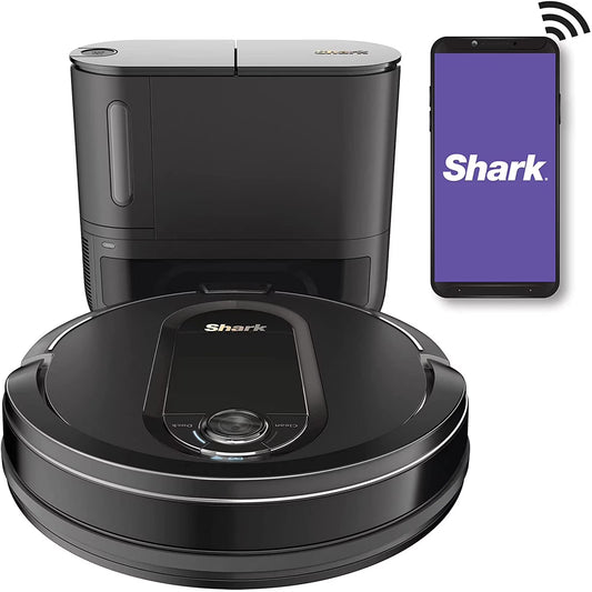 Restored Shark IQ QR1000 WiFi Robot Vacuum w/ SelfEmpty Base & SelfCleaning Brushroll (Black) (Refurbished)