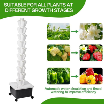 ZHON Vertical Hydroponic Garden Tower 10-layer Hydroponic Vegetable Planting Towers 50 Slots High-Rise Building Gardening Towers Standard Specifications respectable