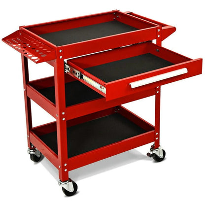 Spaco Rolling Tool Cart Mechanic Cabinet Storage ToolBox Organizer with Drawer-Black, Utility Cart on Wheels for Warehouse Garage Cleaning Office
