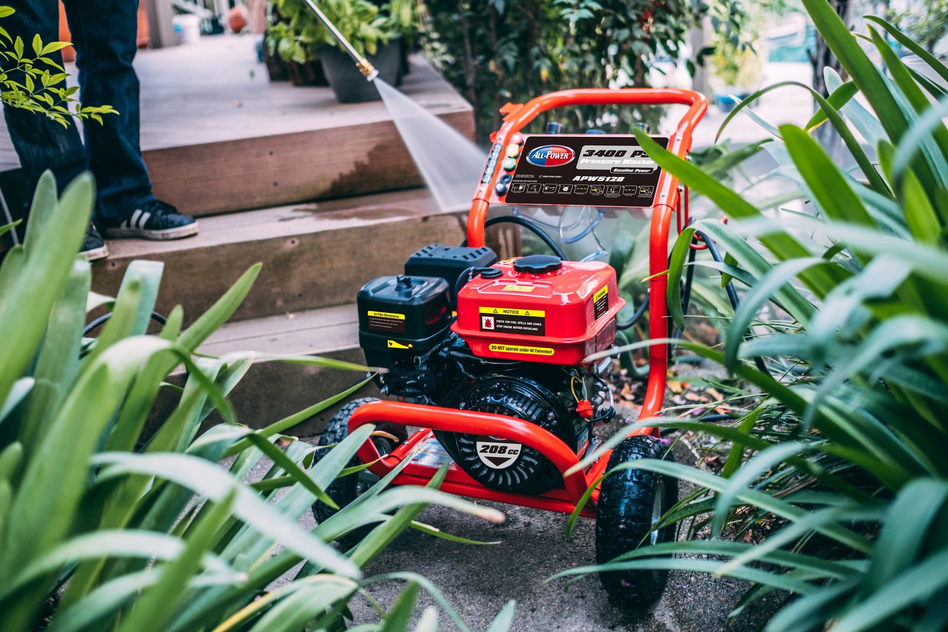 All Power 3400 PSI 2.6 GPM Gas Pressure Washer, 5 Adjustable Nozzles, 30 ft High Pressure Hose, Power Washer for Outdoor Cleaning, APW5128