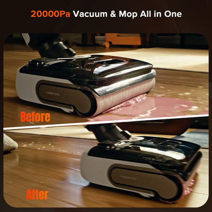 Roborock F25 GT Vacuum Mop All in One, Wet Dry Vacuum Cleaner Cordless, 20000Pa Floor Cleaner Machine for Tile Hardwood Wood Vinyl Floor, Edge to Edge Self Cleaning Electric Mop with 180�� Lie-Flat