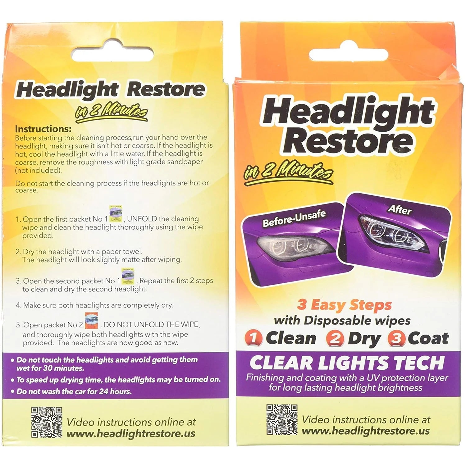 CLT Headlight Restoration Kit, Headlight Lens Cleaning Wipes