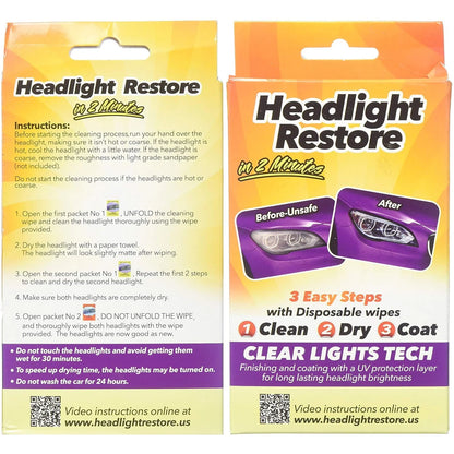 CLT Headlight Restoration Kit, Headlight Lens Cleaning Wipes