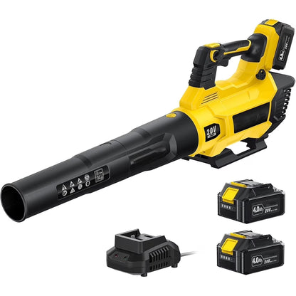 GPED Leaf Blower, 3 Speed Adjustment Electric Cordless Leaf Blower with 2 x 4.0Ah Batteries, Charger, Shoulder Strap, 580CFM/160MPH, Ideal for Patio Cleaning, Lawn Care, Blowing Leaves, Green
