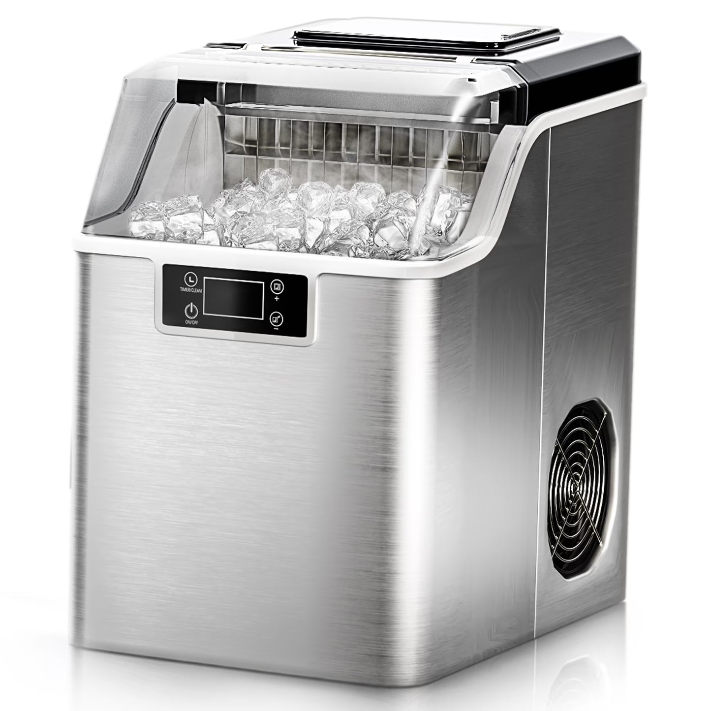 Simzlife Crescent Ice Makers Countertop, 35.9Lbs/24H, 16Pcs in 12Mins, Auto Deep Cleaning, Timer, Portable Crescent Ice Maker Countertop with Crystal-Clear Ice Cubes for Home/Office/Party
