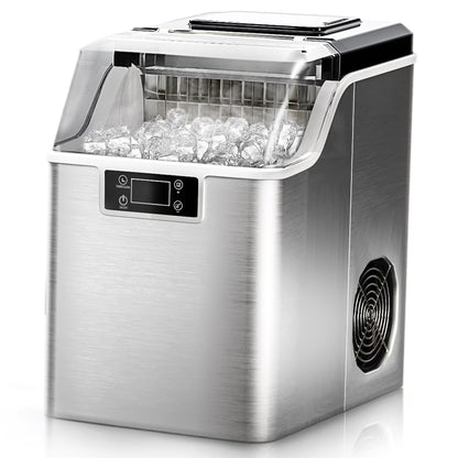 Simzlife Crescent Ice Makers Countertop, 35.9Lbs/24H, 16Pcs in 12Mins, Auto Deep Cleaning, Timer, Portable Crescent Ice Maker Countertop with Crystal-Clear Ice Cubes for Home/Office/Party