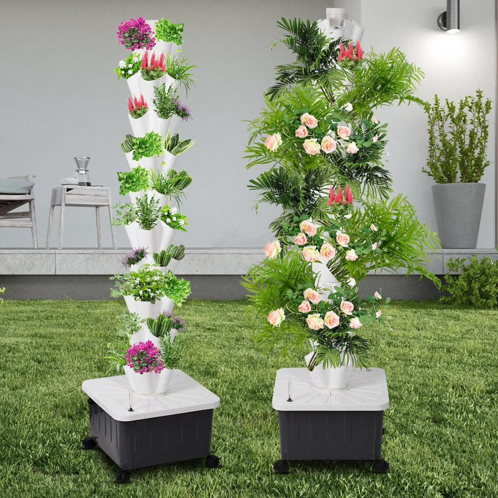 ZHON Vertical Hydroponic Garden Tower 10-layer Hydroponic Vegetable Planting Towers 50 Slots High-Rise Building Gardening Towers Standard Specifications respectable