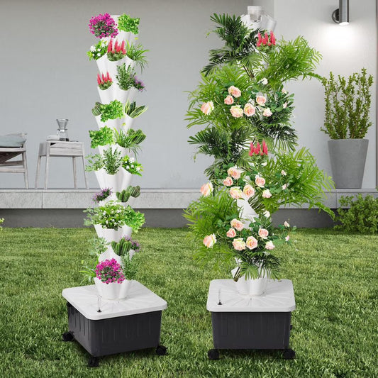 ZHON Vertical Hydroponic Garden Tower 10-layer Hydroponic Vegetable Planting Towers 50 Slots High-Rise Building Gardening Towers Standard Specifications respectable