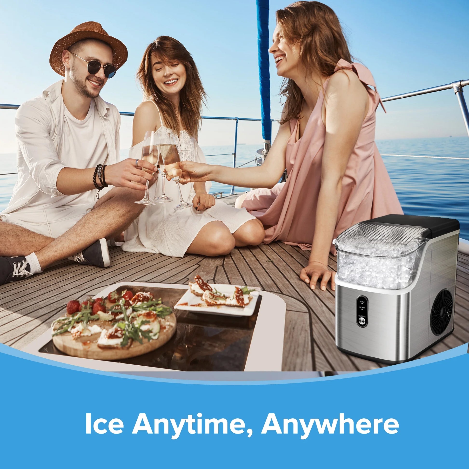 Auseo Nugget Ice Maker Countertop, Pebble Ice Maker Machine with 35lbs/24H Soft Ice, Self-Cleaning, for Home/Kitchen/Office (Black)
