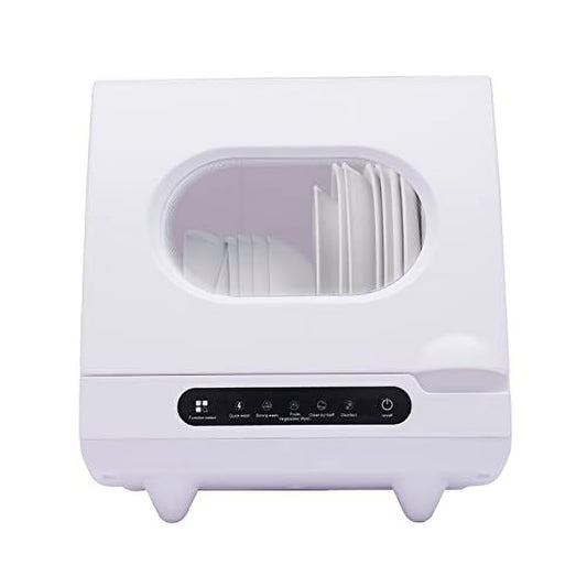 Automatic Dishwasher 360 Degree Spraying Water Deep Heating Cleaning Machine Portable Countertop Dishwasher Compact Dish Washing 5 Washing Programs Display Self-Cleaning for Small