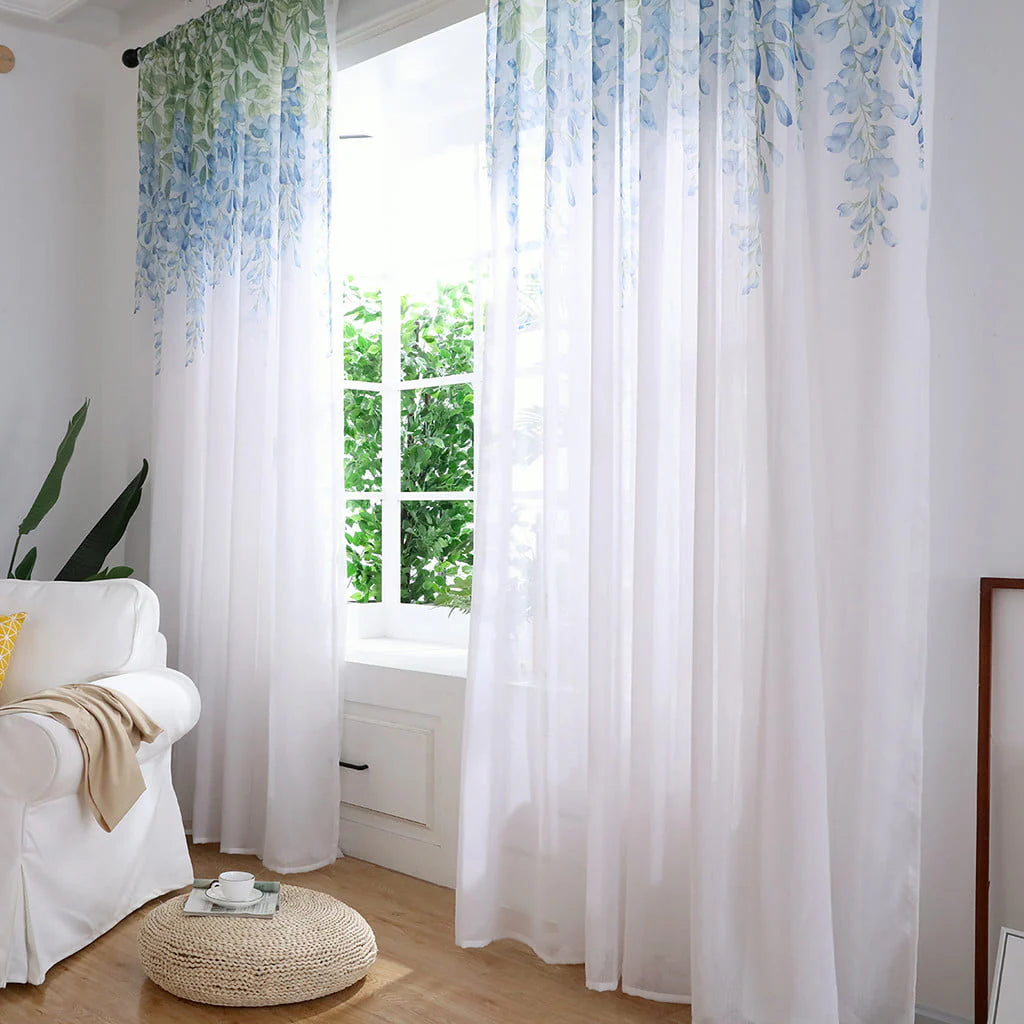 Kokovifyves Home Decor Clearance Leaves Sheer Curtain Tulle Window Treatment Voile Drape Valance 1 Panel Fabric