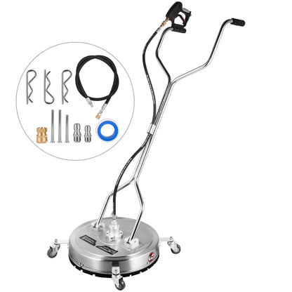 VEVOR 21" Surface Cleaner Pressure Flat Surface Cleaning 4000 PSI Max Working Pressure Flat Surface Cleaner Stainless Steel Rotating Surface Cleaner with 3 Nozzle Front Spray Bar