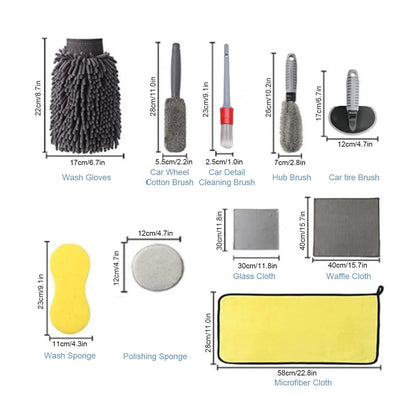 Dznils 12Pcs Car Wash Tool Cleaning Kit Auto Care Car Wash Cleaning Tools Kit for Cleaning Wheels Interior Exterior Seat