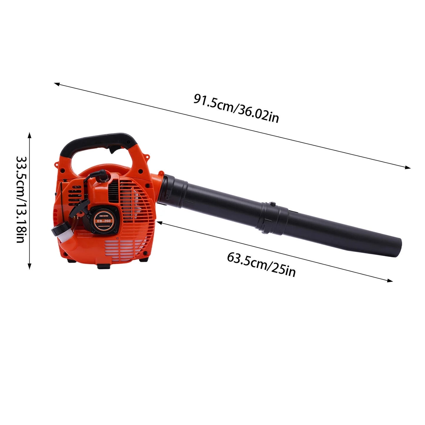Miumaeov 25.4cc 2 Stroke Gas Powered Handheld Leaf Blower Grass Lawn Blower Sweeper Cleaning Tool 7000rpm