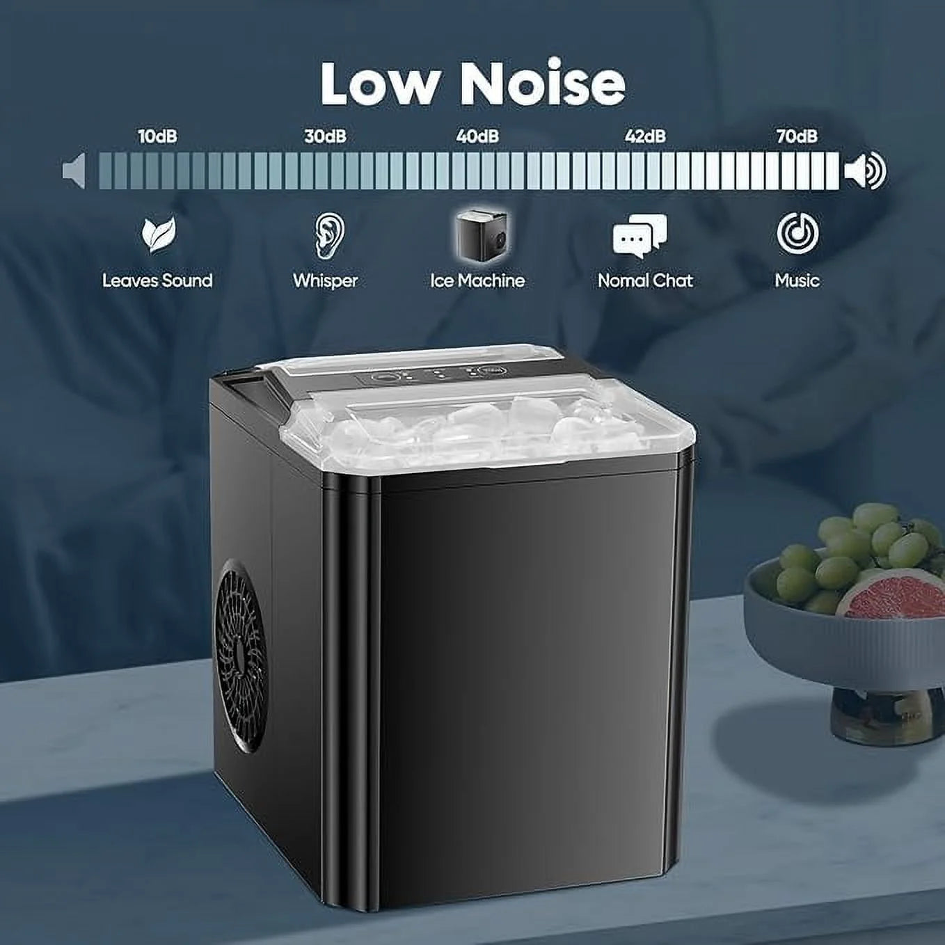 ZUNMOS Countertop Ice Maker,9 Cubes in 6 Minutes, Self-Cleaning, with Ice Basket & Scoop, Black