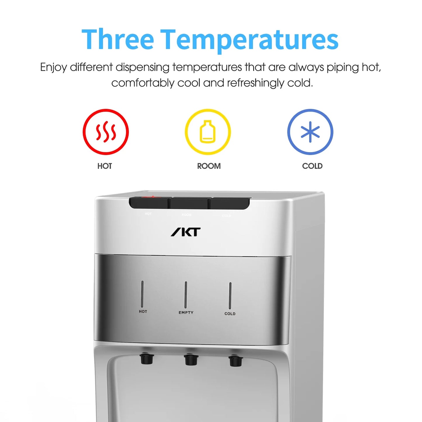 IKT Self-Cleaning Bottom Load Water Cooler Dispenser for 3-5 Gallon Bottle with Child Safety Lock Display Light Silver