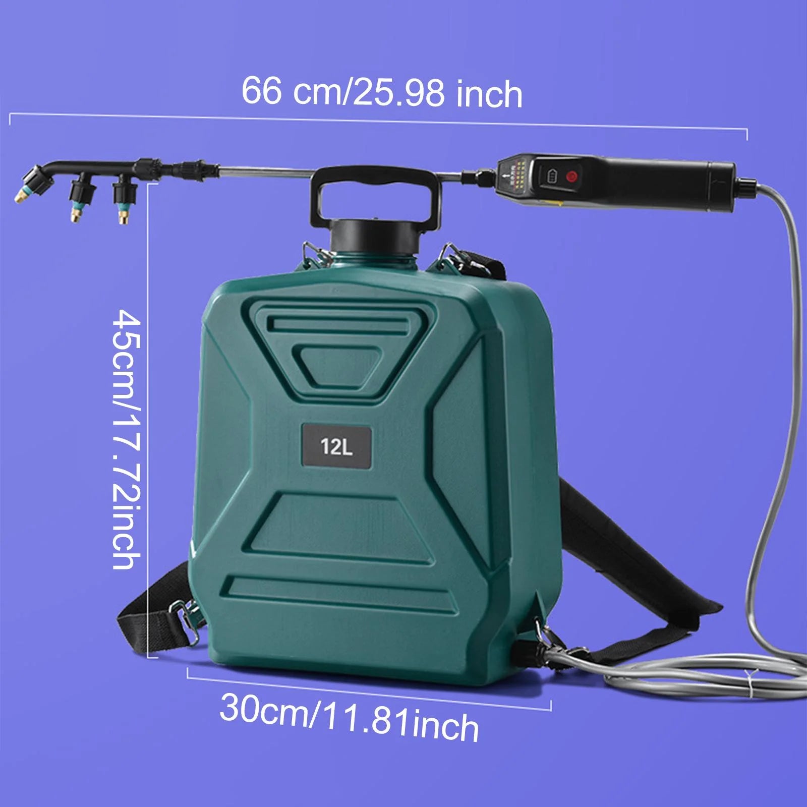 Miulika Garden Electric Sprayer 2 Spray Speed 12L Practical Comfortable Handle, Retractable Water Sprayer for Gardening Cleaning Green